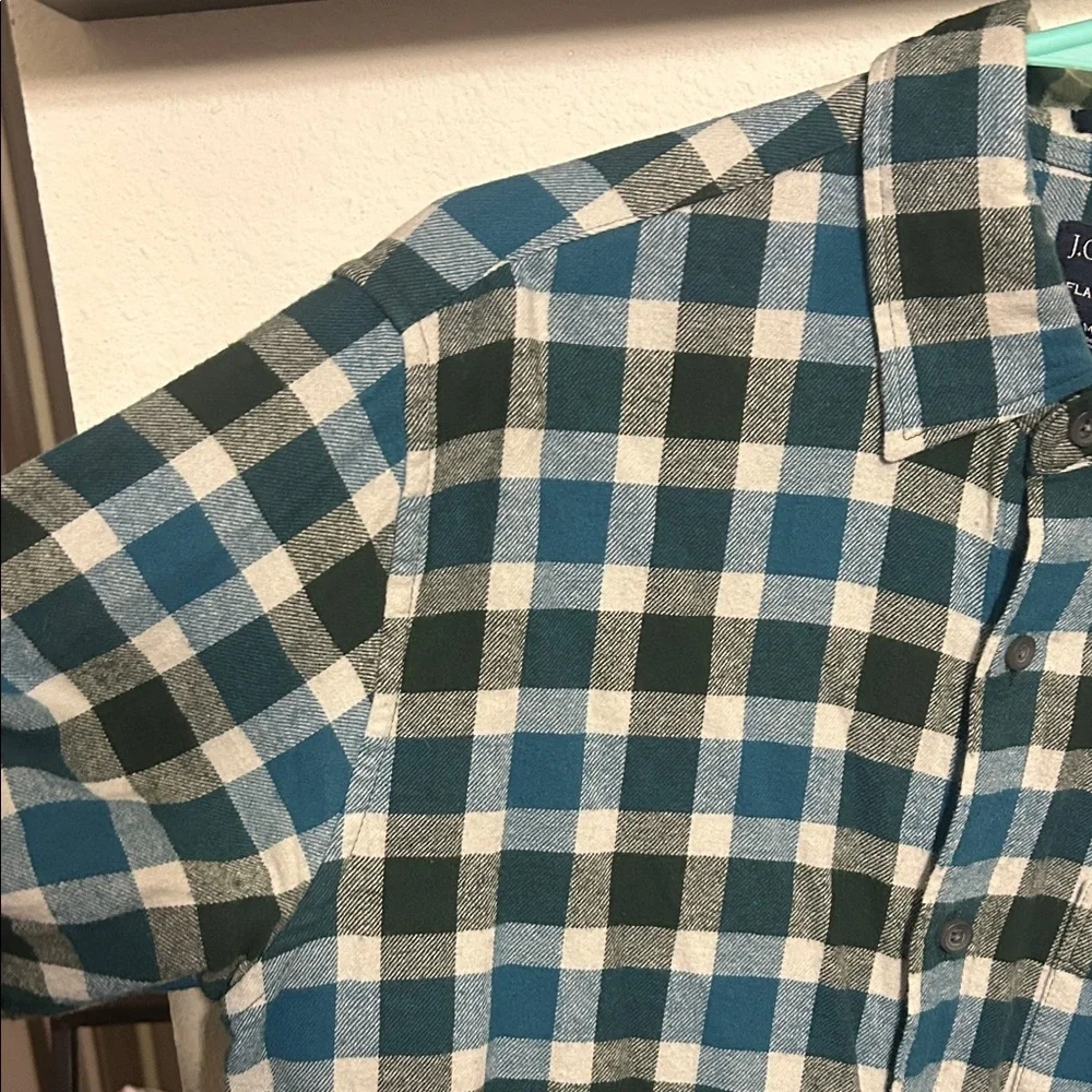 J. Crew Mens Slim Buffalo Check Flannel Shirt Top Button up Sz L
